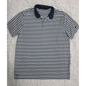 Nike Men's Golf Polo Shirt Striped Dri Fit Size XL, Preppy, Navy Blue And White